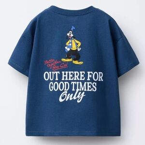 Zara Mickey Goofy Donald Pluto Kids Navy Graphic Tee